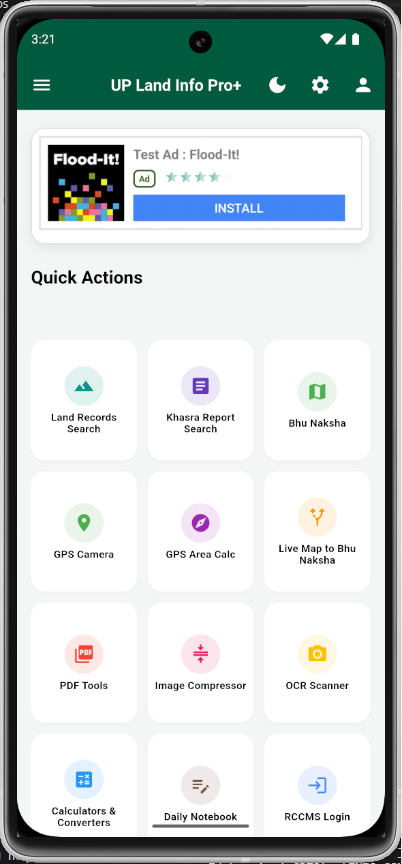 UP Land Info Pro+ Real App Interface