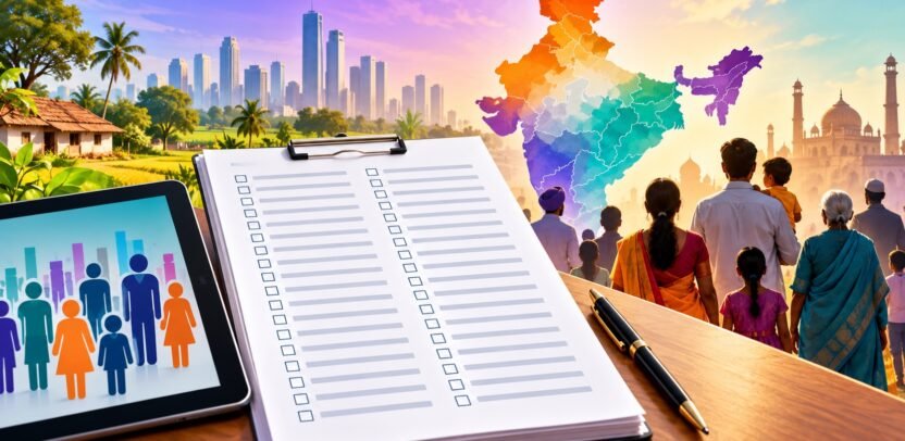 जनगणना 2027 के 40 प्रश्नों के बारे में परिवार से बातचीत का चित्र