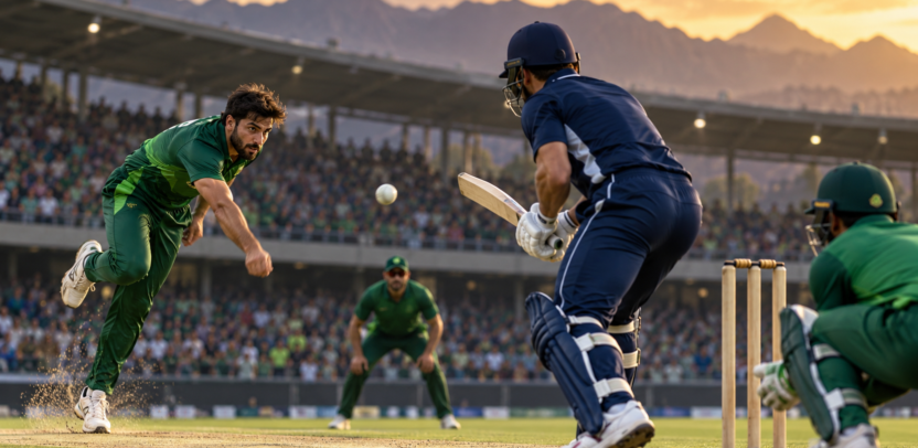 Illustration of an international Pakistan vs England ODI cricket match